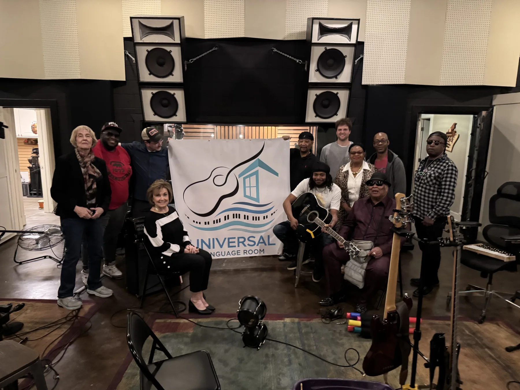 Bridge Institute community session in a recording studio.